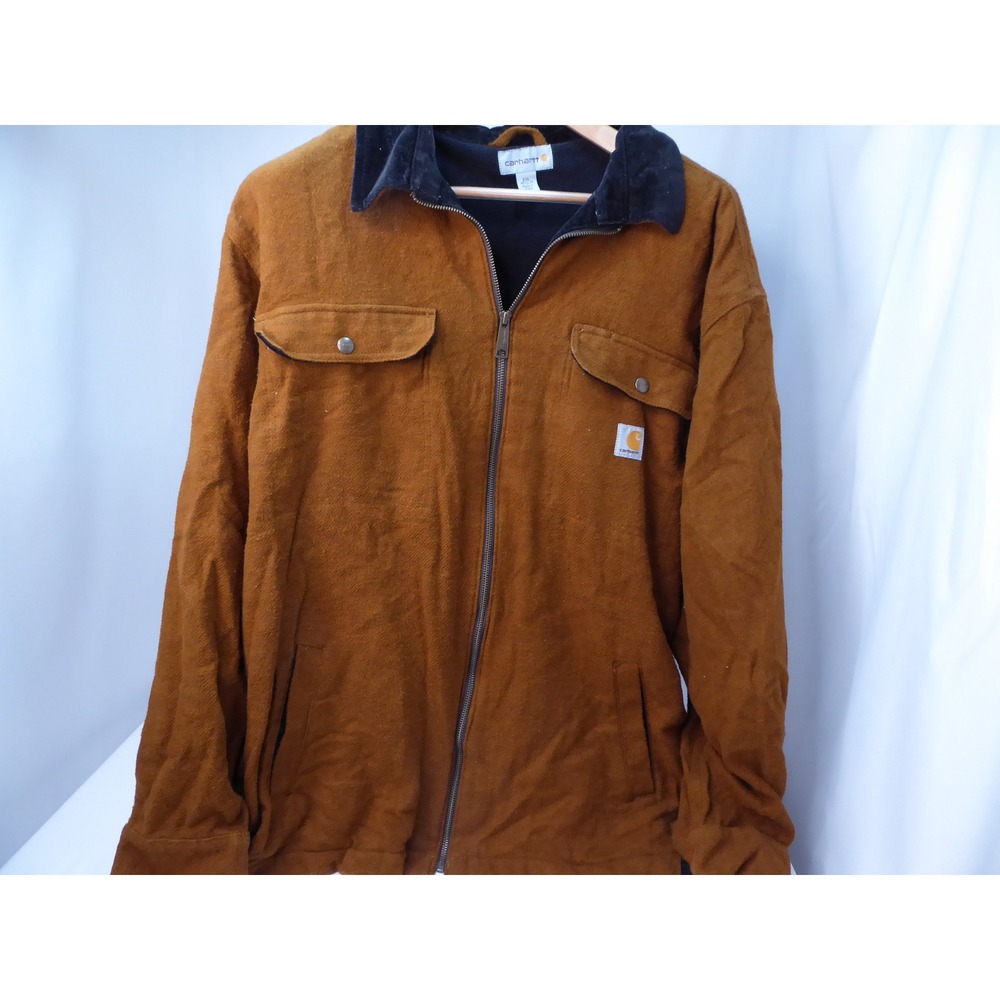 Carhartt Men's 2XL Brown Cotton Fleece Lined Zip Front Jacket 104074 213